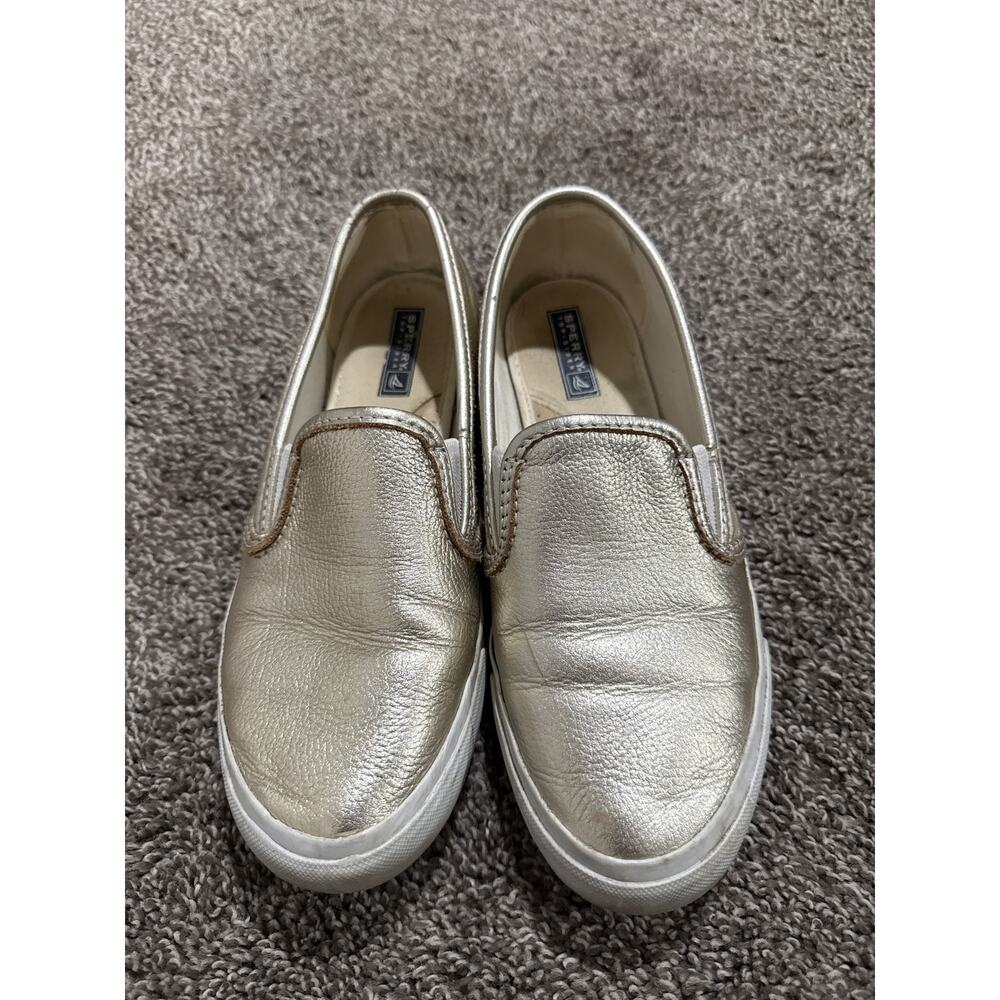 Sperry Top Sider Women’s Size 7M Gold Metallic Slip On Shoes